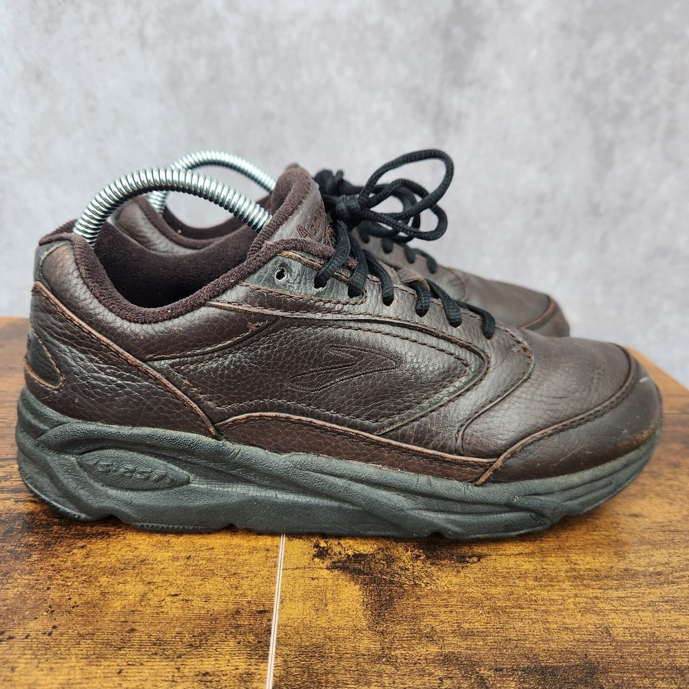Brooks Addiction Walker Shoes Mens 7.5 Extra Wide Brown Leather Walking Sneakers